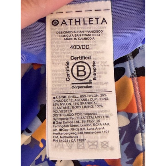Athleta Maldives Bra Cup Tankini Swim Top Women's 40DD/DD Floral Recycled UPF - Picture 6 of 6